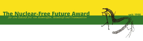 Logo, Nuclear Free Future Award, für eine Zukunft frei von Atomwaffen, Atomkraft und Uranmunition, 1998, Preisverleihung, Symposium